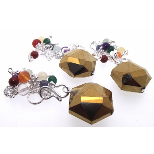 Gold Aura Crystal Hexagon Chakra Pendulum